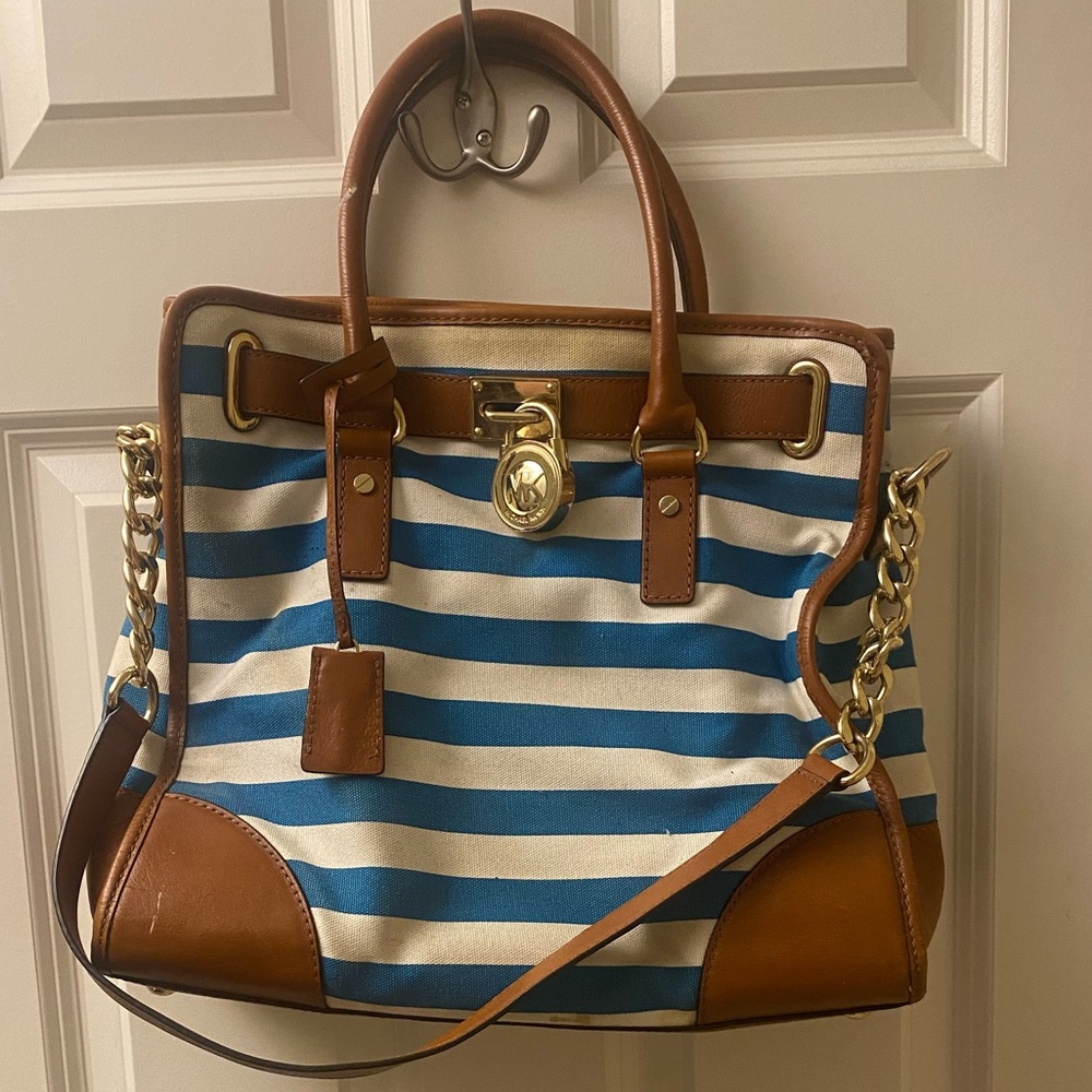 Michael Kors Hamilton Striped Canvas Tote